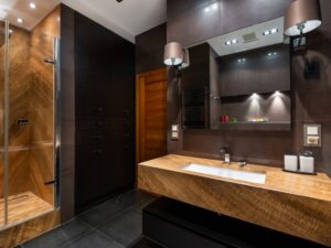 Muebles de madera modernos para baños
